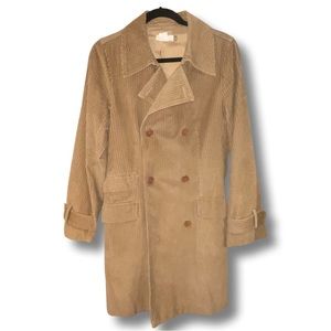Vintage Y2K J Crew Corduroy Tan Trench Coat